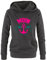 Comedy Shirts - Moin - Anker - Damen Hoodie - Schwarz/Pink-Türkis Gr. M
