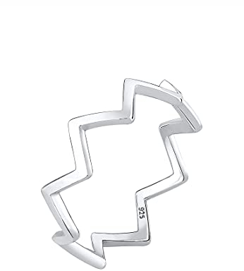 Elli Ring Damen Geo Zick Zack Eckig Trend aus 925 Sterling Silber