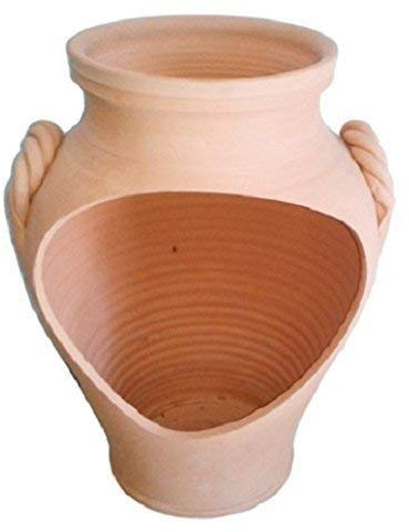 PORTAOMBRELLI APERTO IN TERRACOTTA FATTO A MANO SUL TORNIO; ALTEZZA CM. 55, DIAMETRO CM. 33.