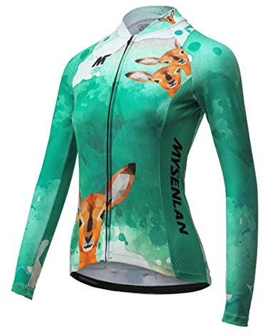 Mysenlan Women's Cycling Jersey Long Sleeve Road Bike Shirt Bicycle Tops Breathable Quick Dry High-Elasticity