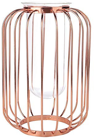 Wifehelper Vase en Verre en Verre de Table en Fer forgé de Style Nordique en Fer forgé pour Bureau à Domicile(Rose Gold)