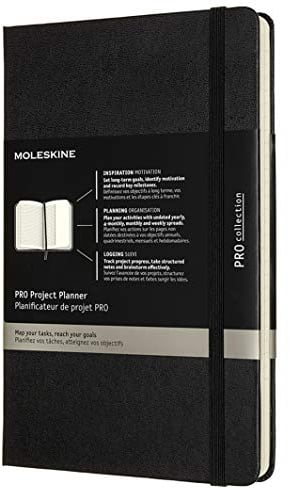 Moleskine - Pro Projektplaner und Notizbuch, Professioneller Terminkalender, Produktivität für Projekte und Projektmanagement, Hardcover, Format 13 x 21 cm, Farbe Schwarz, 288 Seiten