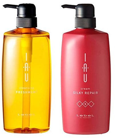 Lebel IAU Cleansing Freshment Hair Shampoo 600ml & Lebel IAU Cream Silky Repair Hair Treatment 600ml Set (Green Tea Set)