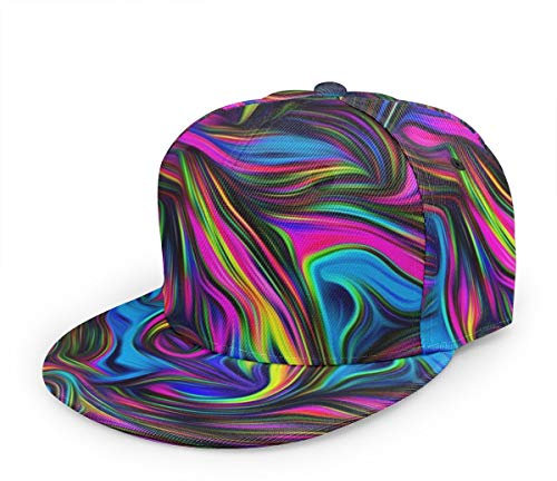 Baseball-Kappe für Herren und Damen, Regenbogen-Batik-Optik, verstellbar, 3D-Druck, Snapback, flacher Schirm, Hip-Hop-Hut, Bunt gefärbt, Einheitsgröße