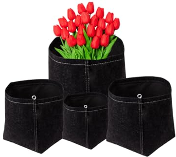 Sac à plantes 25 litres 29 x 29 x 30 cm en noir pour l'intérieur et l'extérieur - Pot de fleurs en tissu Pot de fleurs textile Pot de fleurs Vase de culture Pot de fleurs en tissu Vlies Pot