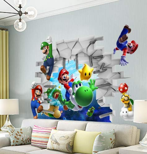 Nonebranded Adesivi murali Super Mario Bros. Adesivi murali Rimovibili per Camera dei Bambini Camera da Letto Soggiorno Nursery Home Decor Decorazione Cartoon Arte murale in Vinile