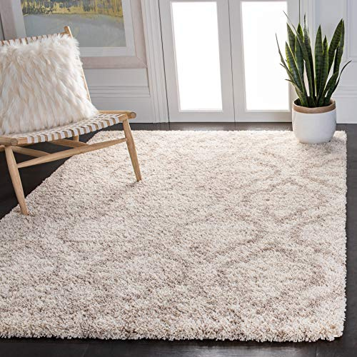 SAFAVIEH Area Rug 8x10 - Hudson Shag Collection - Large - Multi Ivory & Beige, Moroccan Design, Non-Shedding & Easy Cleaning, Plush Thick Pile, Ideal for Living Room, Bedroom, Dining Space (SGH284E)