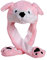 YEKEYI Hasenhut mit Ohren, springender Hasenhut, Tierhut, Pop-Up-Ohren, Plüsch-Hase, Kappe für Damen und Mädchen, Hunde-Rosa, Einheitsgröße