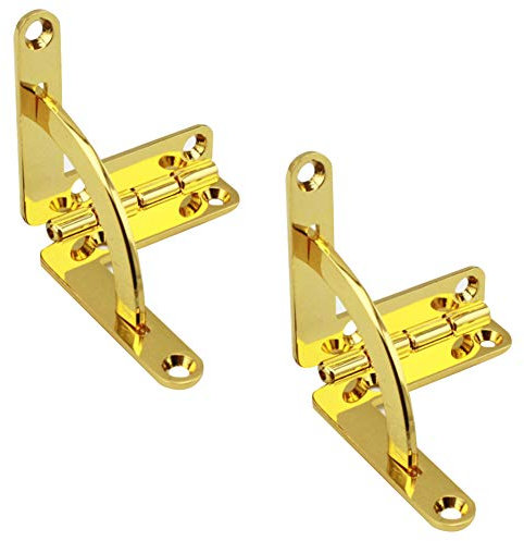 Geenite Spring Hinge Cigar Box Furniture Hardware 90 Degree Folding Support Hinge for Jewelry Wine Wooden Box Connect Mount Gold/Silver Hinges 2 pcs (Gold)