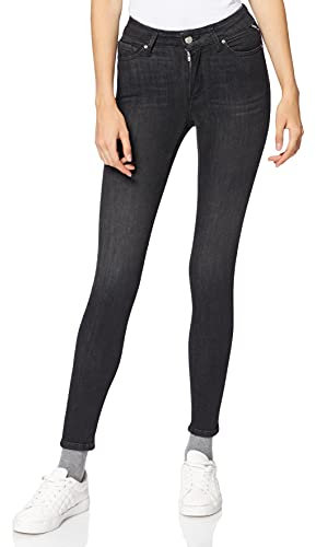 Replay Damen Jeans Luzien Skinny-Fit mit Power Stretch, Black 098 (Schwarz), 27W / 30L