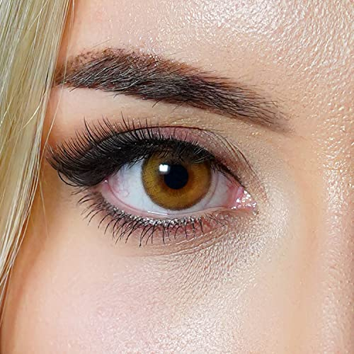 Kontaktlinsen farbig ohne Stärke farbige Jahreslinsen weiche Linsen soft Hydrogel 2 Stück Farblinsen + Linsenbehälter 0.0 Dioptrien natürliche Farben Serie Mystery Brown (braun)
