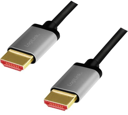Logilink CHA0104 - HDMI Anschlusskabel 8K/60 Hz, Alu, schwarz/grau, 1 m