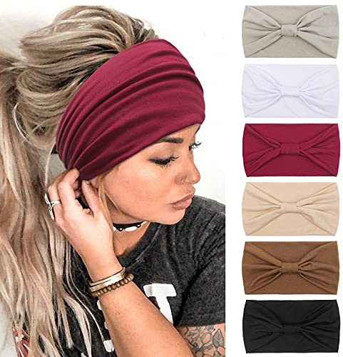 Stirnbänder Damen Frauen Haarreifen Breite Boho Knot Yoga Sport Haarbänder Elastische Haarschmuck Mehrfarbig Weiche Turbane