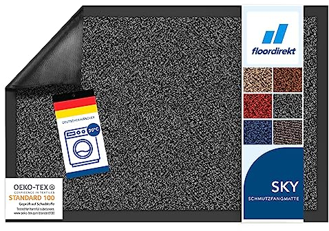 Floordirekt Schmutzfangmatte Rhine - waschbare & leistungsstarke Fußmatte - Sauberlaufmatte mit Rutschfester Rückseite - Türmatte für den Eingangsbereich (Anthrazit (meliert), 40 cm x 60 cm)