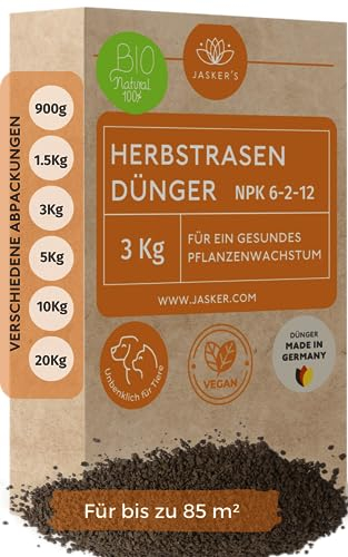 Bio Herbstdünger Rasen 3 Kg ca. 75m² - 100% tierfreundlich Herbstrasendünger - Langzeitdünger Herbstdünger Rasen - Organischer Herbst Rasendünger mit viel Kalium - Herbst-Rasendünger