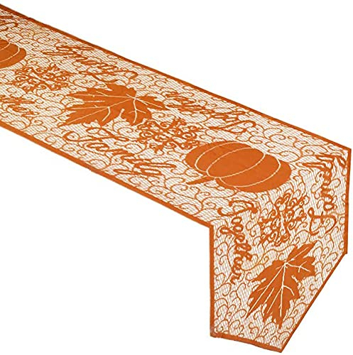 Makramee Tischläufer Spitze Ahorn Kürbis Tischband Rechteckige Herbst Tischdecke Herbstdecke für Herbsternte Dekorations Thanksgiving Party Hochzeit Dekor Bauernhaus Tabletop Dekor 50.8 x 203cm