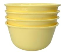 ECO Reusable Unbreakable Colourful Plastic Bowls Set of 4 Shatterproof 100% Food Safe Perfect for Camping, Indoor, Outdoor, and Picnic (Yellow, Baby 400ml)