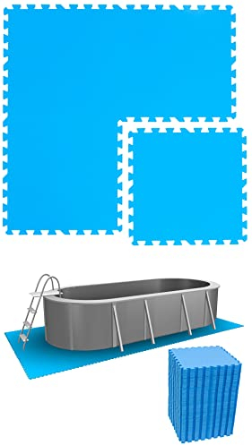EYEPOWER Poolunterlage 15,9 m² - 68 Eva Matten 50x50x1 cm - Outdoor Poolmatten 1 cm dick- rutschfeste Bodenunterlage und Schutzboden für Swimmingpool oder Whirlpool im Garten