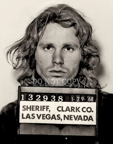 Jim Morrison Mugshot Photograph 11 X 14 - Stunning 1968 Arrest Portrait - Las Vegas Mug Shot - The Doors - Rare Photo - Poster Art Print