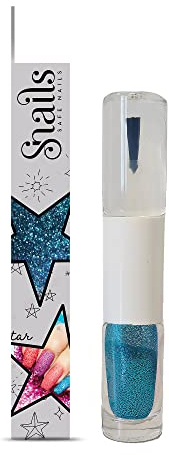 Snails 510216 Kinder Glitzernagellack 2in1, blau, Top Coat & Glitzerpuder, Peel-Off Formel, abziehbar, auf Wasserbasis, unbedenklich, vegan