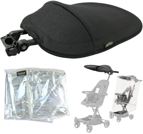 Oberlux - Toldo y cubierta de lluvia para cochecito de bebé convertible 3 en 1, color negro