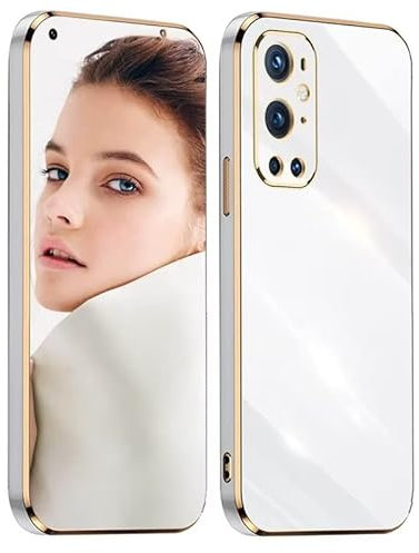 ATISIJIE Hülle für OnePlus 9 Pro Handyhülle Original, Ultradünn Galvanisiertes Weiches Kieselgel Kratzfeste TPU Handyhülle, Einfaches Stilvoll Shiny Schutzhülle Cover Case Weiß