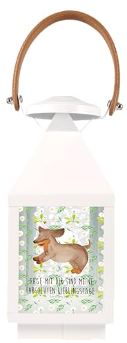 Mr. & Mrs. Panda S Deko Laterne Hund Dackel - Geschenk, Laterne groß, XXL Laternen, Gartendekoration, Hundebesitzer, Hundemotiv, Gartenleuchte,