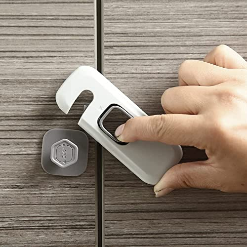 BECOMTO 5 Pack Childproof Refrigerator Lock,Cupboard Locks for Children,Freezer Lock Apply to Max 1(25mm) Sealing Strip,Cabinet Cupboard Lock for Toddlers,Easy to Install,No Tools Need or Drill,Grey