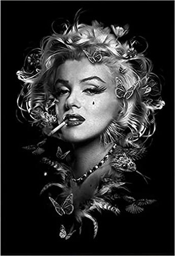 Wall Art Schwarz und Weiß Marilyn Monroe Rauchen Poster Portrait Leinwand Gemälde Poster und Prints Mädchen Leinwanddruck Bild Kunstwerk für Home Decor No Frame,30x45cm