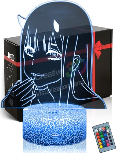 DAHEYMA 3D-Stimmungslampe Illusion Darling Franxx Figur LED Anime Nachtlicht Manga Tischlampe 16 Farben ändern sich mit Fernbedienung, Geschenke für Urlaub, Schlafzimmer Dekor Nr. 2008