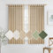 Woaboy Leinen Gardinen Kruz Vorhänge Wohnzimmer Leinenoptik Halbtransparent Schlaufenschal mit Bleiband Fensterschal Schlafzimmer Modern Stores Gardine 2er Set 140x145cm (BxH) Beige