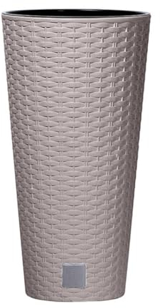 magubo Blumentopf Hoch: Stilvoller Blumentopf mit Blumenkübel, Inkl. Einsatz, Ideal als Pflanztopf oder Übertopf, Für Innen und Außen, Rattan-Optik in Premium-Qualitat (Beige, 200)