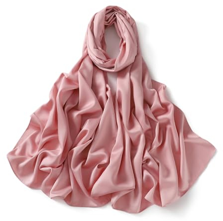 Simulierter Langer Schal aus Seidensatin, einfarbig, mattierter Satinschal, hautfreundlicher Schal – 15# Niederländisches Rosa – 180 cm
