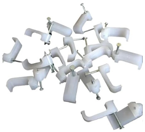 100 pièces 14mm carré en acier clou câble fil tenture murale vis Clips câbles Clips