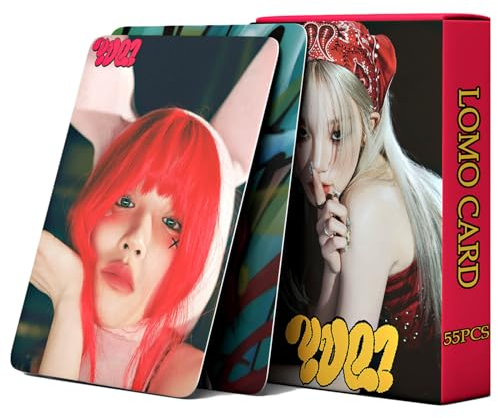 KPOP (G) I-DLE YUQI Fotokarten, 55 Stück, YUQ1 Album-Fotokarten, YUQI Solo Albumkarten, ift für Fans, Kpop-Fotokarten, könnte es sein, Postkarte (rot)