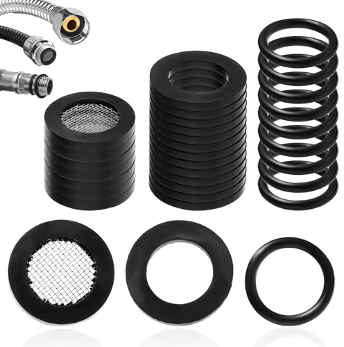 32 Stück 1/2 Zoll Dichtungen Set Wasser,14xdichtungsringe Siebdichtung,10 X Duschkopf Dichtung,8x Dichtung Filternetz Schlauchdichtung Gummidichtring Set für Dichtungsringe Gartenschlauch,Duschkopf