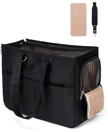 GreenTaya Hundetragetasche Transporttasche Hund Tragetasche Katze Hund Katzentransporttasche Hundetasche für Kleine Hunde Reisetasche Katzentasche mit 5 Großen Taschen(Schwarz)