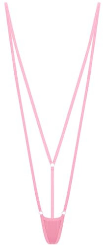 RUNQHUI Micro String Ficelle Sexy Femme Bikini Maillot de Bain Thong G-String Rose Taille Unique