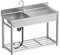 Fregadero de Cocina con Banco de Trabajo, Fregadero Comercial Independiente de Acero Inoxidable con Grifo, para Exterior, Garaje, Jardín, Fácil de Instalar, 1 Cubetas