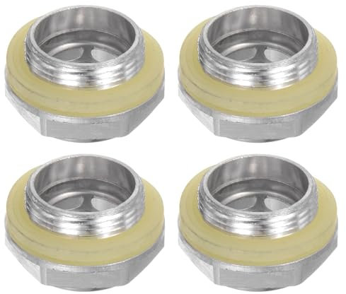sourcing map 4pcs Air Compressor Oil Sight Glass 27 x 1.5mm Male Thread Liquid Level Gauge Aluminum Hex Head Oil Indicator Window with O-Ring for Air Compressor Gearbox Pump Tanks, Silver