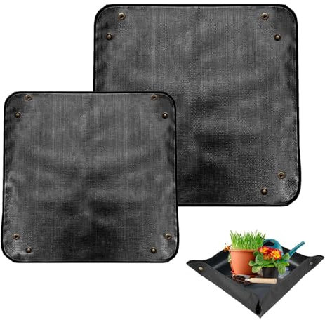 Cyleibe 2 Stück Pflanzen Umtopfmatte, wasserdichte Gartenmatte Pflanzmatte, Schwarz PE Pflanzunterlage für Umpflanzen,Beschneiden, Umtopfen, Sämling 2 Größen (100x100cm, 68x68cm, Schwarz)