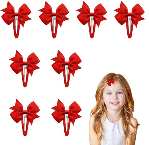 8 Stück Haarspangen Mit Roter Schleife, Kinder-Kopfbedeckung, Niedlicher Haarschmuck Für Mädchen, Haarspangen Zur Haardekoration, Modische Und Einfache Haarspangen