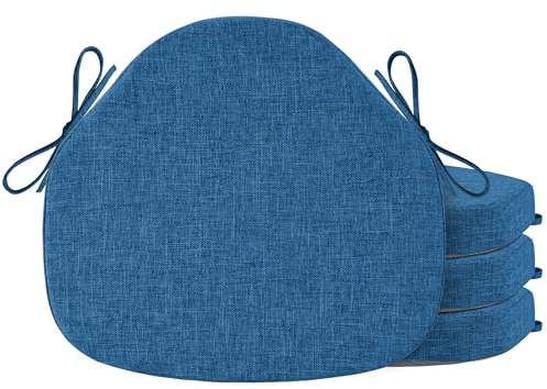 OVOV Chair Cushions for Dining Chairs Set of 4 Blue 42x39.5 cm | 16x15, Ideal for Windsor Chair & Other Curved-Back Dining and Kitchen Chair, Stay in Place, Washable Cover, Foam Support