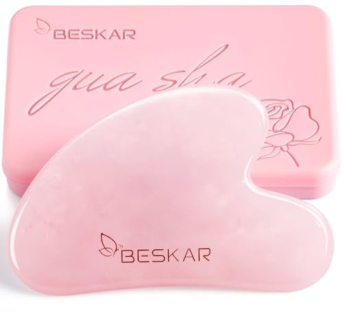 BESKAR Gua Sha Stein, Natürliche Jade Guasha Gesichts-Werkzeuge für Jawline Sculpting, Straffen Gesichtshaut und Reduzieren Falten, Gesicht Augen Körper Hals Massager