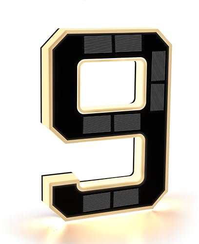 CARPESUN Solar Hausnummer Beleuchtet für Außen Wasserdicht, Beleuchtete Hausnummernschild Solar, Hausnummernleuchte Schwarz Groß - Höhe 23 cm (9-schwarz, 23CM)