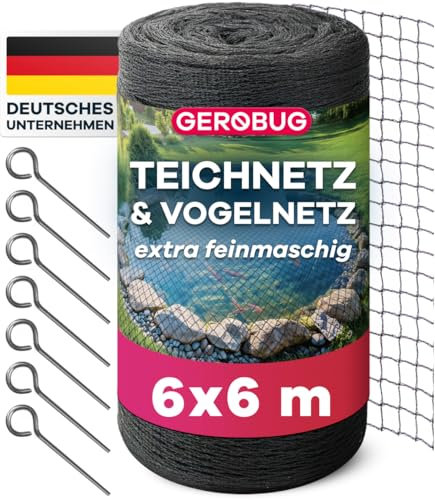 GEROBUG Filet Bassin 6x6 M - Protection Efficace avec Filet Anti Oiseaux Petite Maille Résistant aux UV et Intempéries - Filet Protection Oiseaux, Filet Bassin Poisson Exterieur