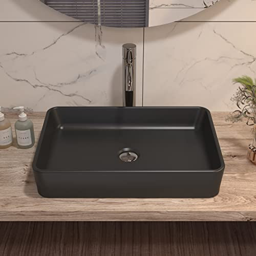 Bathroom Sink, DeerValley Countertop Basin Rectangular Ceramic Vessel Sink, Washbasin for Bathroom Cloakroom - 50.5 x 34 x 11cm