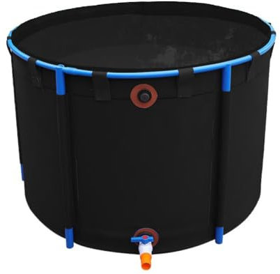 Rygcrud Fuori Terra Laghetto in Tela, Grande Piscina Pieghevole Piscina - Fodera in PVC/Tessuto con Staffa, Rotondo per Esterni Vasca di Contenimento per Koi/Pesce Rosso(3.5x1/9600L)