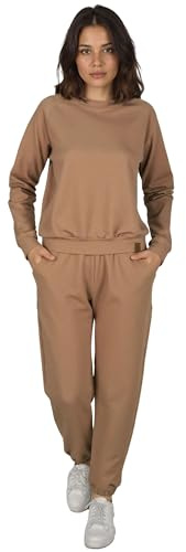 VIVISENCE Damen Trainingsanzug Baumwolle Bündchen Taschen Alltag Komfort 9204