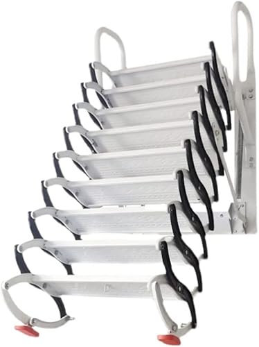 Escalera plegable retráctil para ático montada en la pared, con reposabrazos, telescópica, para un fácil acceso a los espacios del ático